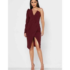 Lavish Alice Woman Burgundy One Shoulder Cocktail Dress Size; 8